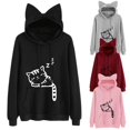 thumbnail image 2 of IKemiter Femmes Chat Imprimé Manches Longues Pull Automne Hiver Sweat-Shirt Tops Chaud, 2 of 6