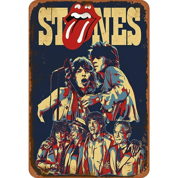 Placa Metal Vintage The Rolling Stones Arte Pintura Hierro Rectangular 20x30cm