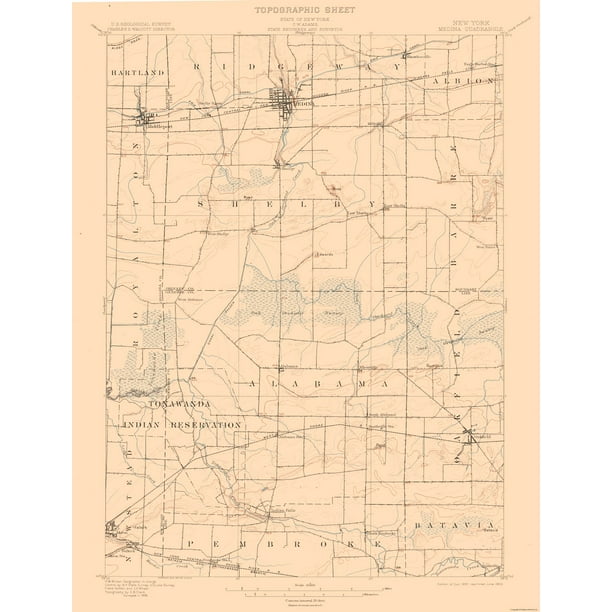 Topo Map Medina New York Quad USGS 1897 23.00 x 30.06 Glossy