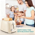 thumbnail image 3 of Ultrean 2 Slice Toaster with Extra Wide Slot, Retro Stainless Steel Toaster, Small Cute Toaster with Removable Crumb Tray, 6 Browning Settings, Cancel, Bagel, Deforest Functions, 825 W, White Cream, 3 of 10