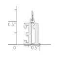 thumbnail image 2 of Auriga 925 Sterling Silver/Rhodium-plated Elongated Number 31 Charm for Women (L-20mm, W-8mm), 2 of 6