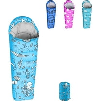 KidzAdventure 32-59F Youth and Kids Sleeping Bag | Indoor/Outdoor Boys and Girls Sleeping Bag | Mummy Style, Lightweight Sleeping Bag for Kids - Ocean World Youth