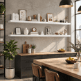 White Deep Floating Shelves 2-Piece Set 12D x 72L for Wall Display and ...