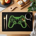 thumbnail image 2 of Green Game Controller Placemats Set of 4, Modern Art Gaming Handheld Black Placemats for Dining Table, Place Mats for Kitchen Tabletop, Waterproof Wipeable Dining Table Mats Set, 2 of 9