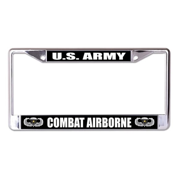 U.S. Army Combat Airborne Chrome License Plate Frame