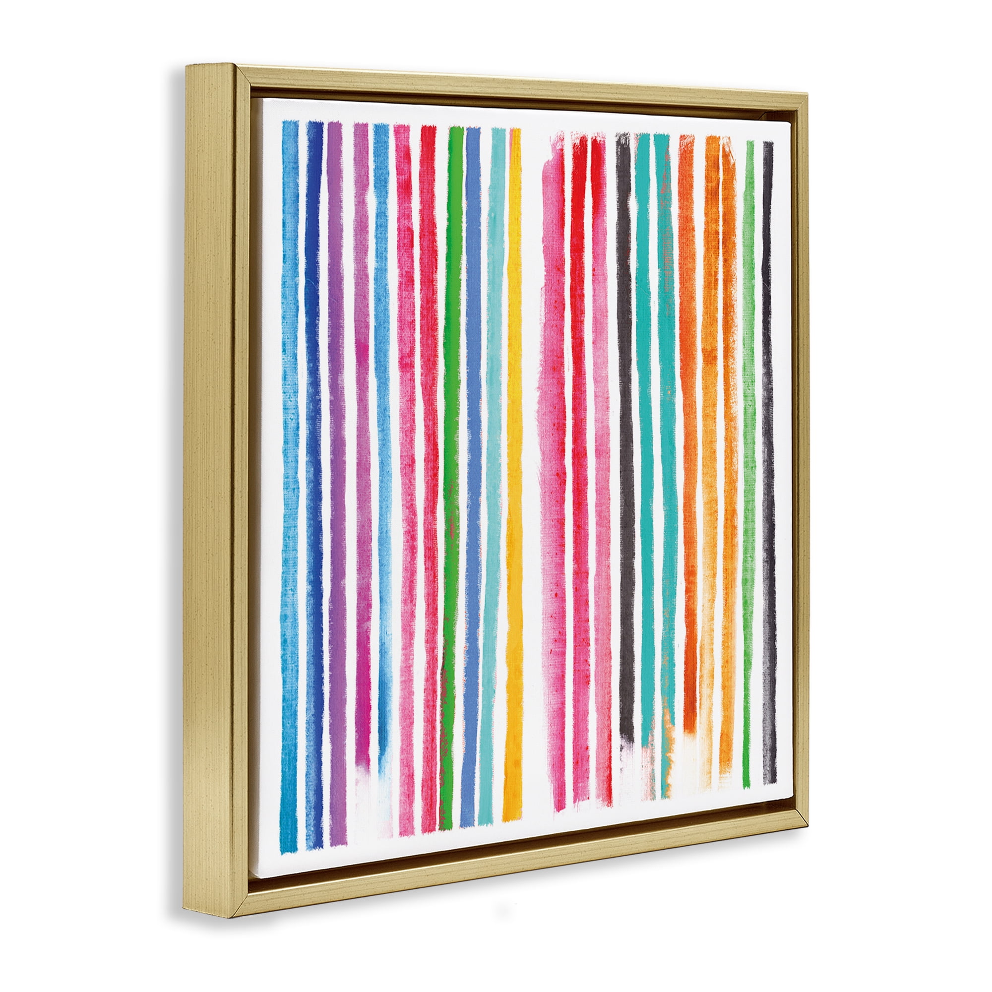 Stupell Industries Colorful Vertical Stripes Gold Framed Floater Canvas Wall Art, design by Amber Sterling