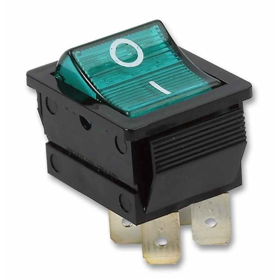 ARCOLECTRIC (BULGIN LIMITED) - Rocker Switch, DPST, Illuminated Green