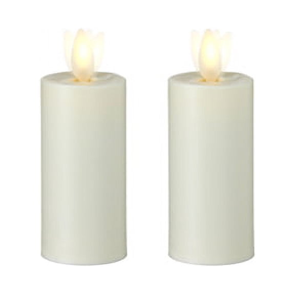 Raz 1.5"X4" Moving Flame Plastic Ivory Votive Candle, S/2