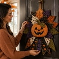 thumbnail image 7 of DIY Quilted Halloween Pumpkin Door Hanger Kit Handmade Patchwork, Fall Autumn Front Door Wall Hanging Decor for Halloween Party, 7 of 7