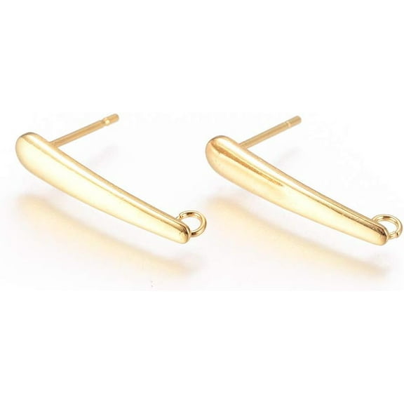 304 Stainless Steel Ear Stud Components with Loop Golden 20.5x4mm Hole: 1.8mm Pin: 0.7mm