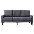 thumbnail image 3 of 75" Upholstered 3-Seat Sofa with Storage Space, Modern Sofa Furniture with Wood Legs, Living Room 3-Seat Armsofa with Thick Cushion, Dark Grey, 3 of 9