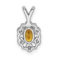 thumbnail image 4 of 925 Sterling Silver Polished Citrine and Diamond Pendant Necklace 15x9mm Wide Pendant for Women, 4 of 4