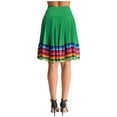 thumbnail image 3 of Aislor Women's High Waist Colorful Stripe Hem Skirt Embroidered Ballroom Dance Folk Dancing Clothing Green 55cm 4XL, 3 of 7