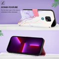 thumbnail image 3 of Allytech Moto E7 Case Wallet,Stylish Marble Case for Girls Women Folding Kickstand Full Body Protection Shockproof Cards Pocket Wrist Strap Wallet Cover for Motorola Moto E7 - White Purple, 3 of 7