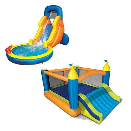 Banzai Fun 2 in 1 Combo Pack Splash Blast Lagoon and Super Slide 'N Bouncer