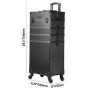 KFFKFF 5 in 1 Professional Rolling Makeup Train Case, Large Capacity Trolley Rolling Travel Storage Cosmetic Organizer with Portable Removable Trays