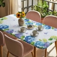 thumbnail image 3 of Blue Hydrangea Floral Table Cloths for 3 Foot Rectangle Tables, Spring Butterfly Watercolor Flower Patio Waterproof Elastic Fitted Tablecloths, Washable Rectangular Table Cover for Camping, 3 of 8