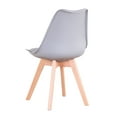 thumbnail image 4 of Set of 4 Dining Chair Mid Century Modern Shell PU Seat W/ Wood Leg-Grey, 4 of 11