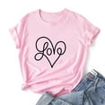 thumbnail image 4 of Summer Savings Clearance!LEBONYARD Summer Tops for Women 2024,womens blouses clearance deals,Women Short Sleeves Heart-shaped Print Casual Tops Blouse T-shirt Pink S, 4 of 8