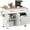 White, variant on Frmobepts Rolling Kitchen Island with Drop Leaf, Tilt Out Kitchen Trash Cabinet 10 Gallon Storage, Kitchen Cart Island with Rubber wood Top, Spice Rack and Drawers,White