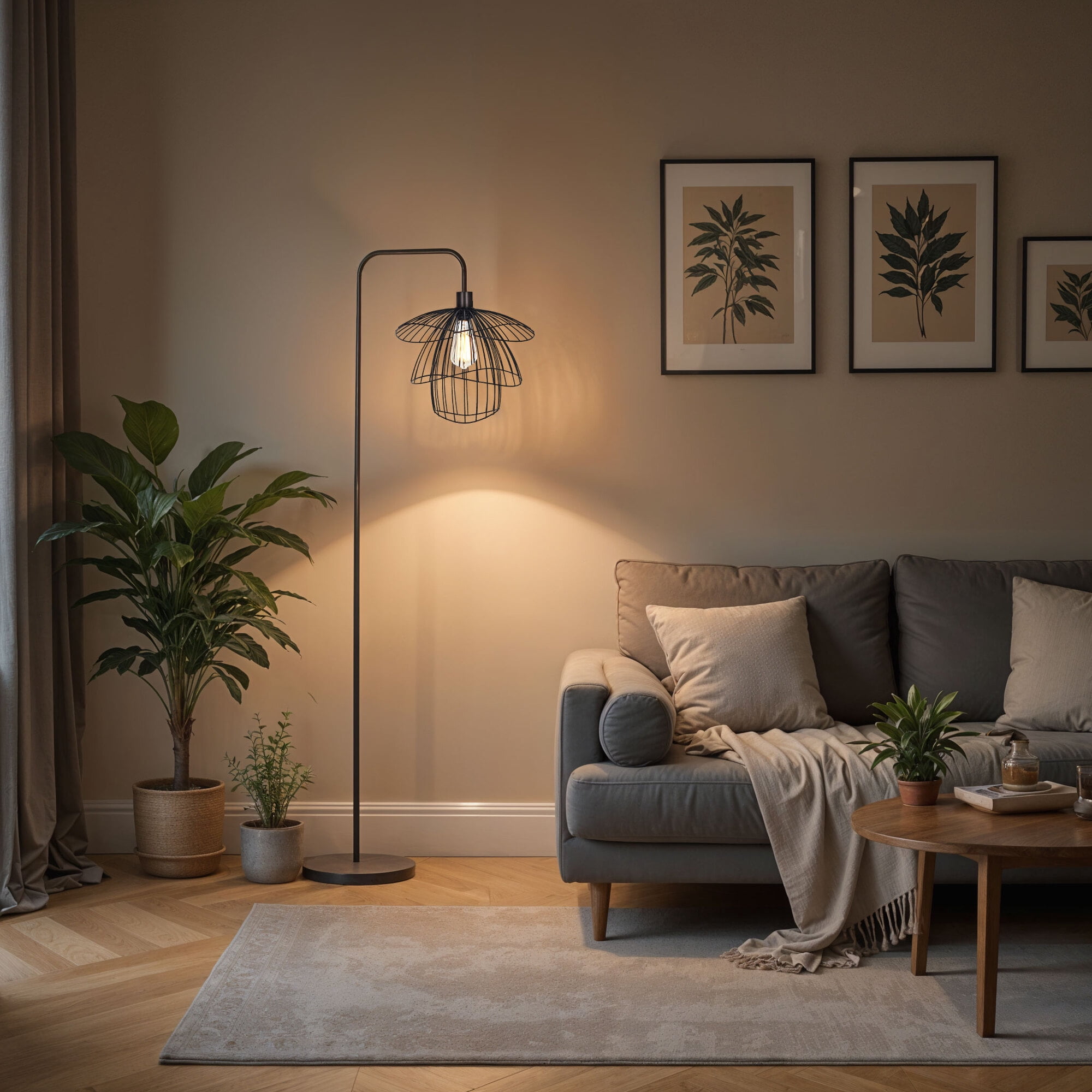 Kenroy Home Orchid 65'' Floor Lamp with Black Metal Novelty Shade Modern Floor Light Fixture for Living Room, Bedroom, or Office, Black