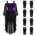 thumbnail image 3 of JUjie Halloween Women's Witch Dress Cosplay Fall Y2K Off Shoulder Lace Up Mesh A Line Party Birthday Prom Short Dresses for Halloween Cosplay, 3 of 6