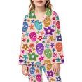 thumbnail image 3 of Elegyee Girls' Halloween Pajama Sets Long Sleeve Notch Collar Shirt Pants Pjs, Pink, Size 13-14, 3 of 4