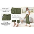 thumbnail image 5 of TEMOFON Capri Pants for Women Summer Linen Pants with Pockets Casual Wide Leg Waisted Drawstring Flowy Beach Pants L, 5 of 10