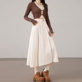 thumbnail image 4 of Rove Studio Women's High Waist Pleated A-Line Midi Skirt, Casual Flared Work Skirt with Pockets, Elegant Solid Skirts for Women White S, 4 of 4