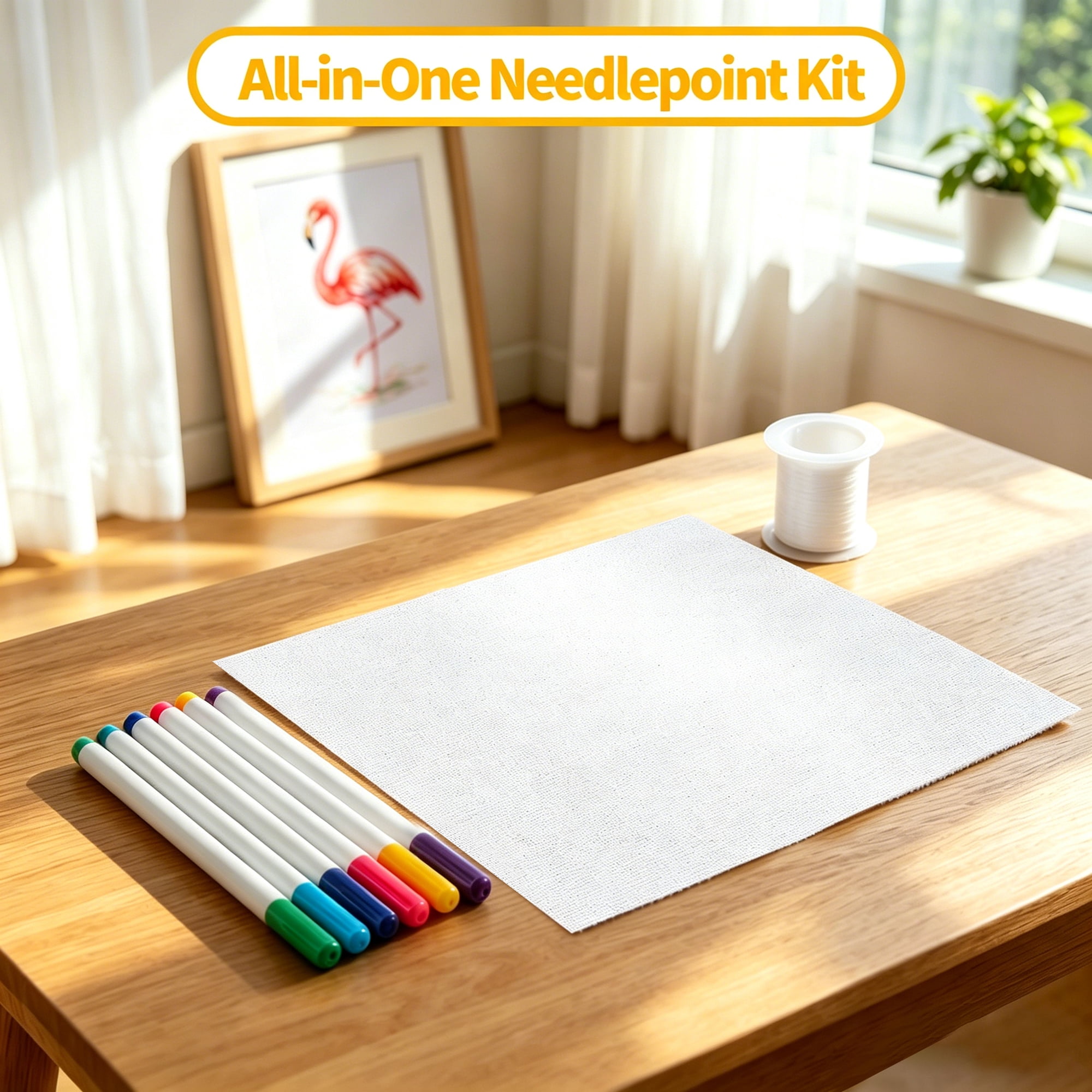 HI-REEKE 18 Mesh Needlepoint Canvas Blank Canvas Sheets Kit with Gridlines and Markers 4PCS 12x 18 Inch White
