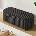thumbnail image 2 of GZXS Upholstered Faux Fur Storage Bench in Charcoal, 49-inch Footrest Ottoman with Flip-Top Lid and Hidden Compartment for Home, Dorm, Bedroom, 2 of 6