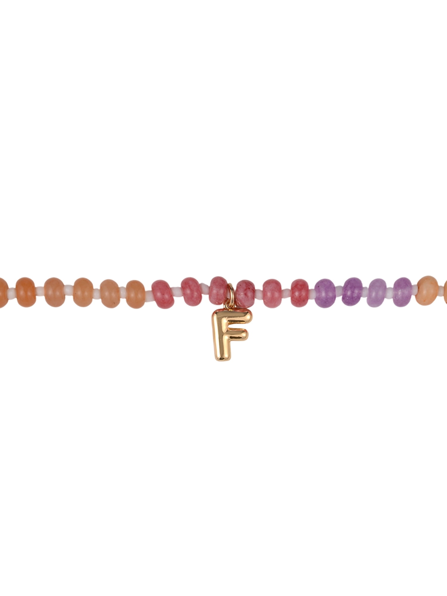 Time and Tru Goldtone Multicolored Bead Initial "F" Necklace