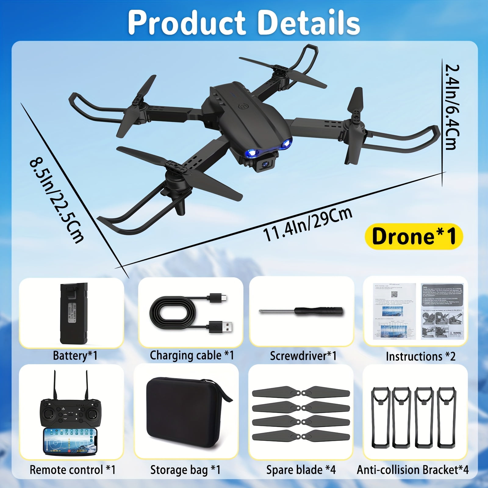 E99 Drone with Camera, Foldable Rc Drone with APP Control, Real-time Video Remote Control Quadcopter, Comes with 2 Batteries, Birthday Gift Indoor And Outdoor Drone Aircraft,  Easter Gift