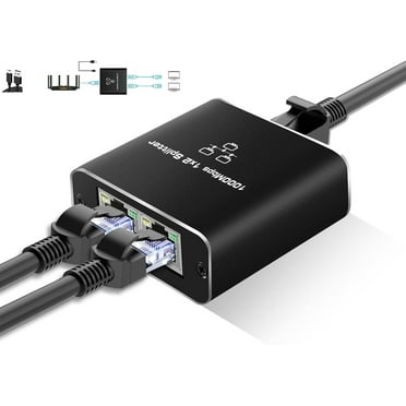 Duomigo Ethernet Splitter 1 to 2, 1000Mbps RJ45 Network Splitter with USB Power, Dual Device Support for Cat5/6/7/8