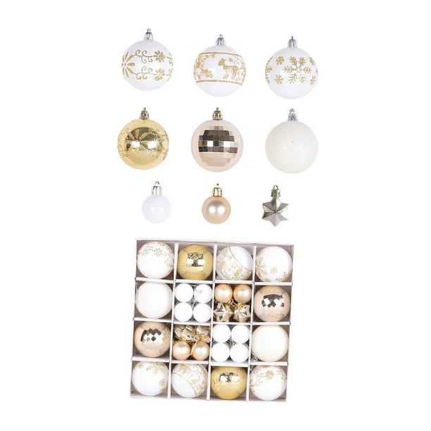44 bolas navideñas para colgar en el árbol de Navidad, con forma de estrella. Oro blanco