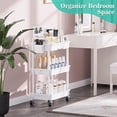 thumbnail image 6 of 3 Tier Rolling Cart with Drawer, White Multifunctional Storage Organizer for Bathroom, Kitchen, Office, 6 of 6