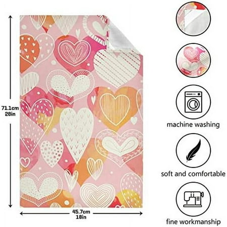 

SKYSONIC Valentine s Day Love Heart Kitchen Towel Set of 4 Super Soft Absorbent Hand Towel Tea Towel Home Restaurant Tableware Cleaning Rag for Kitchen Hotel Beach Bathroom Gym etc.