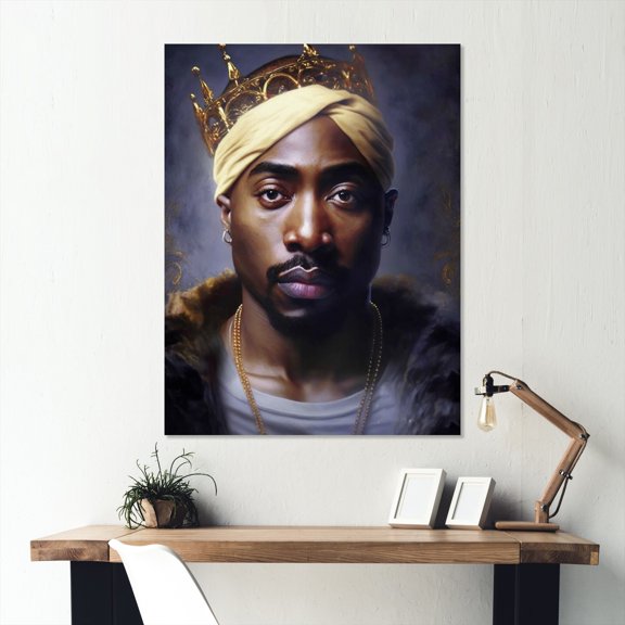 Designart "Tupac King of Rap (Celebrity) I" Celebrity Metal Wall Art