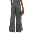 thumbnail image 3 of VISgogo, pantalones informales salvajes a la moda para mujer, pantalones de salón de pierna ancha elásticos de cintura alta de Color sólido, pantalones holgados de playa de verano VISgogo moda, 3 of 5