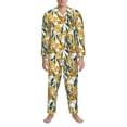 thumbnail image 3 of Daiia Yellow Tulips for Men's Long-Sleeved Pajama Set – Soft & Comfortable Sleepwear Button-Up Pajamas Cozy Lounge Wear-Small, 3 of 7