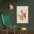 thumbnail image 2 of Fish Wall Art with Frame, Comical Illustration of a Bubble Fish Abstract Blowfish with Huge Eyes Humor Print, Printed Fabric Poster for Bathroom Living Room Dorms, 23" x 35", Multicolor, by Ambesonne, 2 of 2