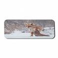 thumbnail image 1 of Fox Computer Mouse Pad, Countryside Snow Landscape Furry Wild Animal Hunting Vulpine Cold Winter Print, Rectangle Non-Slip Rubber Mousepad Large, 31" x 12", Redwood Brown White, by Ambesonne, 1 of 2
