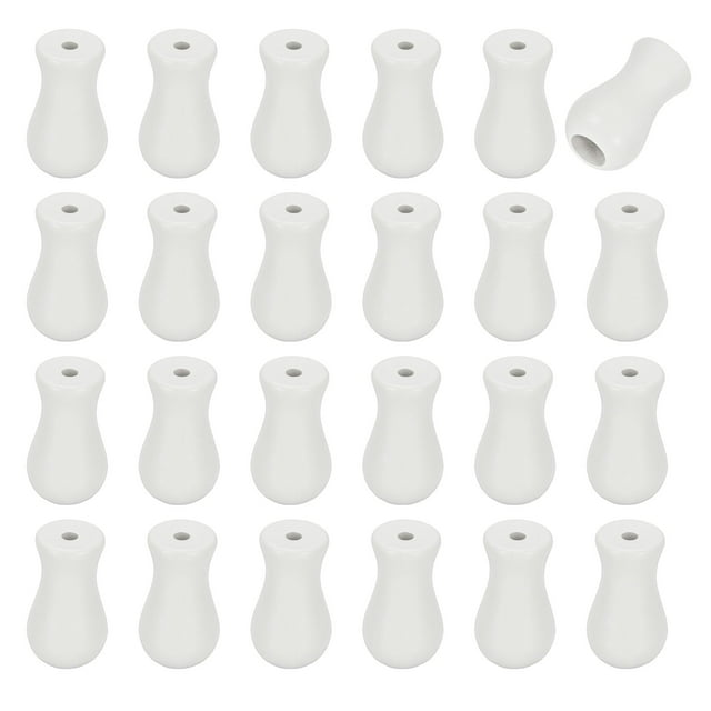 Uxcell 24Pcs Pomos de Cordón, Gotas de Borlas de Madera, Colgante para Persianas y Cortinas, Cilindro Blanco