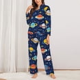 thumbnail image 2 of Fotbe Planets and Stars Pattern Long Sleeve Pajama Set for Women,Sleepwear Set,2-piece Loungewear Set,Soft PJs Comfy Nightwear with Pockets -X-Large, 2 of 7