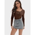 thumbnail image 3 of Women's Shirts Long Sleeve Casual Fall Top Button Ribbed Knit Basic Blouses, 3 of 6