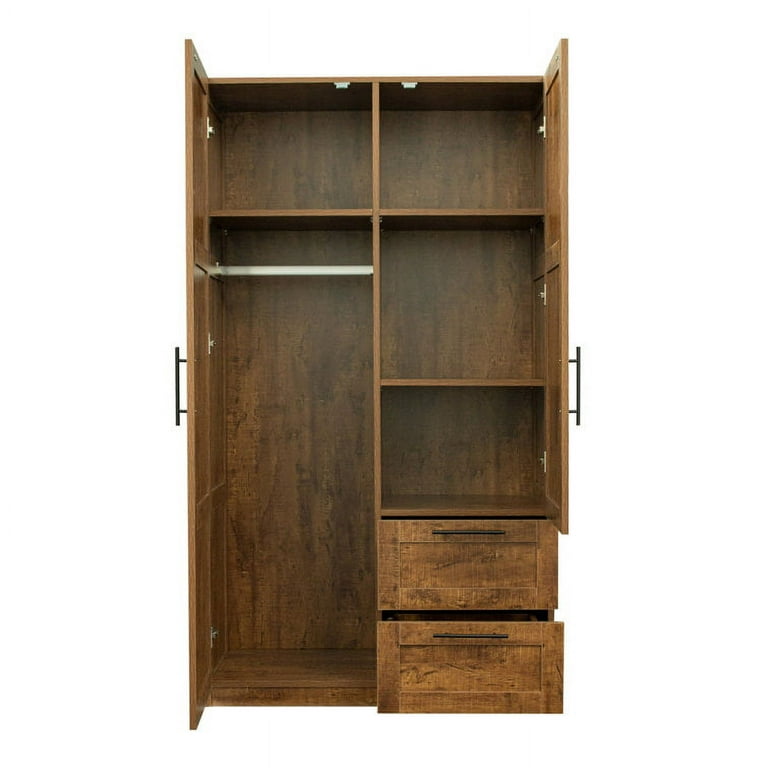 CASEMIOL 71 Tall Storage Cabinet Organizer with Drawers, Bedroom Wardrobe  Armoire Closet with Hanging Rod, Large Modern Wardrobe with Shelves for