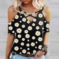 thumbnail image 2 of AMERTEER Blouse Décontractée à Manches Courtes Imprimée 3D Col en V Sexy pour Femmes, 2 of 6