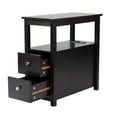 thumbnail image 4 of Topcobe End Table with USB Charging Station, Modern Nightstand with 2-Drawer for Living Room Bedroom, Narrow Sofa Side Table, Brown, 4 of 8
