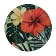 thumbnail image 4 of PIKWEEK Table Cloth Round Table Cover Hawaii Retro Tropical Hibiscus Flowers Leaves Green Plants Summer Decor White, 4 of 8