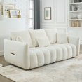 thumbnail image 2 of MH 82" Premium Teddy fabric Sofa with 3 Back Pillows and 3 back Cushions Solid Wood Frame 3-Seater Sofa, Oversized Upholstered Chair for Living Room, Bedroom, Apartment and Office, 2 of 7